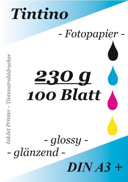 Tintino 100 Blatt Fotopapier DIN A3+ 230g/m² -einseitig glänzend-